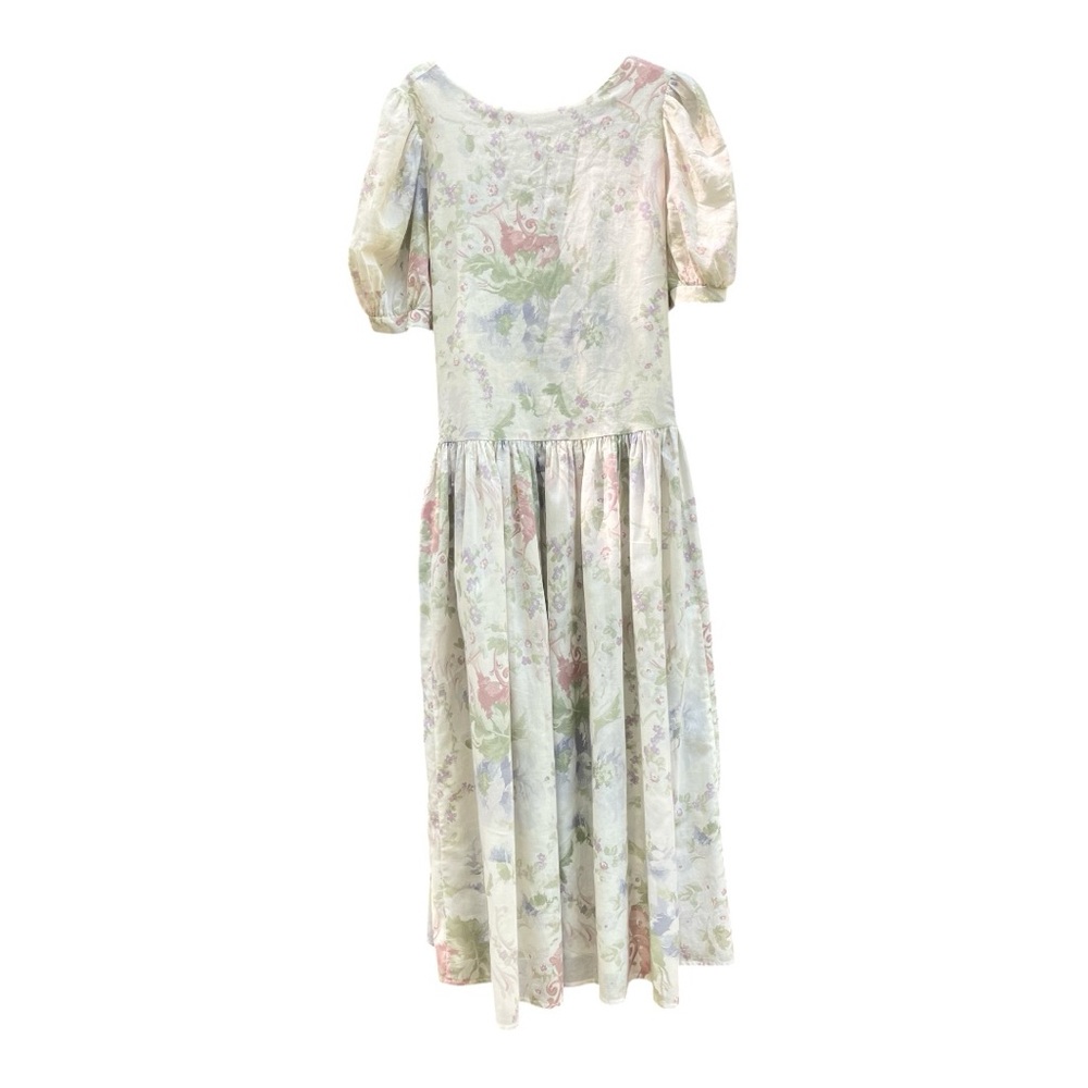 Vintage Laura Ashley Floral Spring Dress, US Size 14, Lightweight Cotton Voile